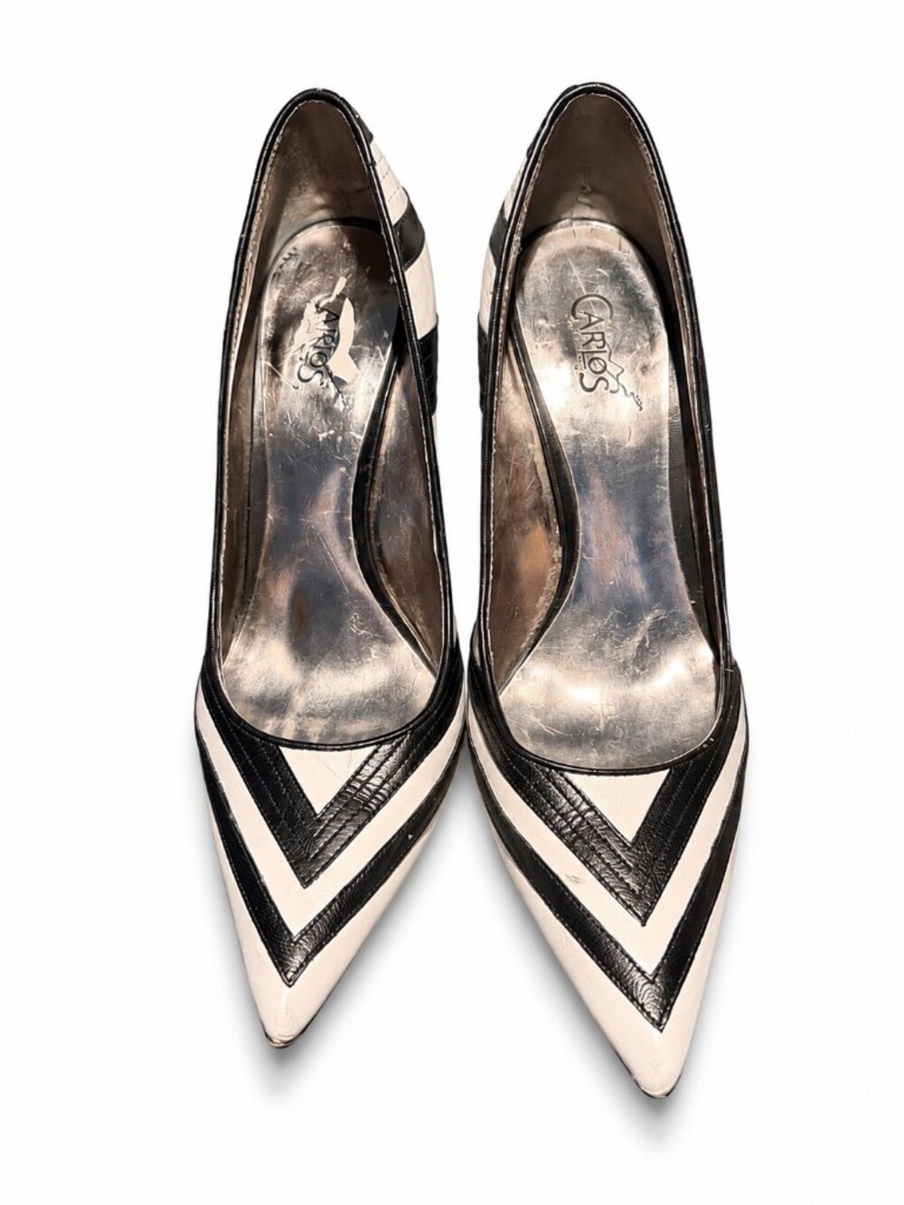 Carlos by Carlos Santana Black & Cream Pointed Toe Stiletto Heels Women's Size 7